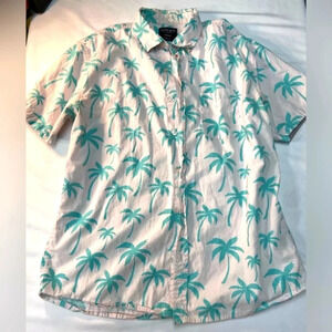 Alpha Beta Short Sleeve / Button Up / Hawaiian / Palm Tree Shirt  ⚪️🔵🌴
